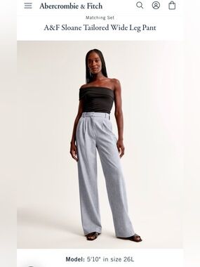 Abercrombie & Fitch Sloane Tailored Wide Leg Pant - Light Gray